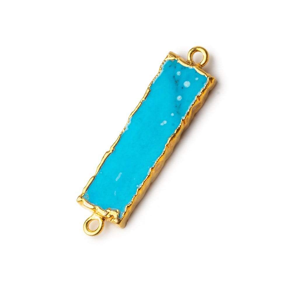 32x8mm Gold Leafed Turquoise Howlite Plain Bar Connector 1 piece - Beadsofcambay.com