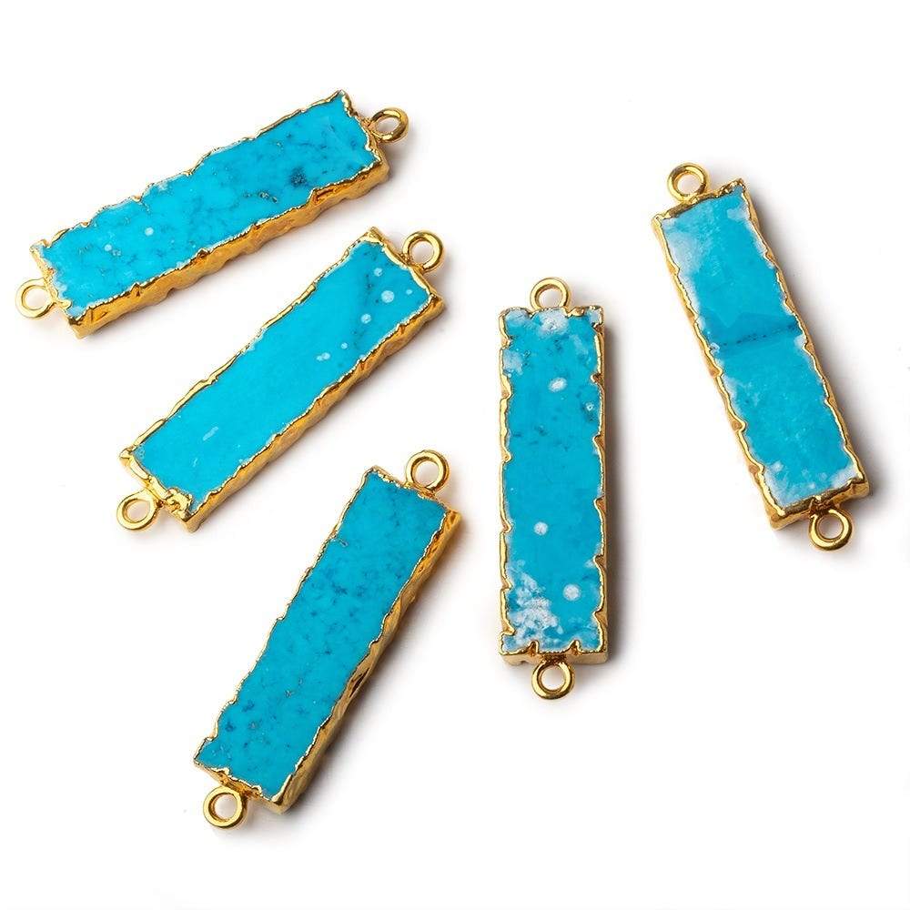 32x8mm Gold Leafed Turquoise Howlite Plain Bar Connector 1 piece - Beadsofcambay.com