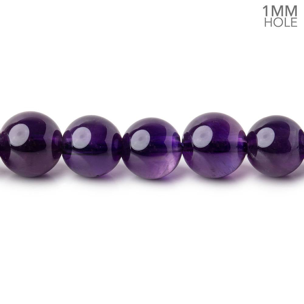 8mm Amethyst plain round beads 14.5 inch 48 pieces 1mm hole A - BeadsofCambay.com
