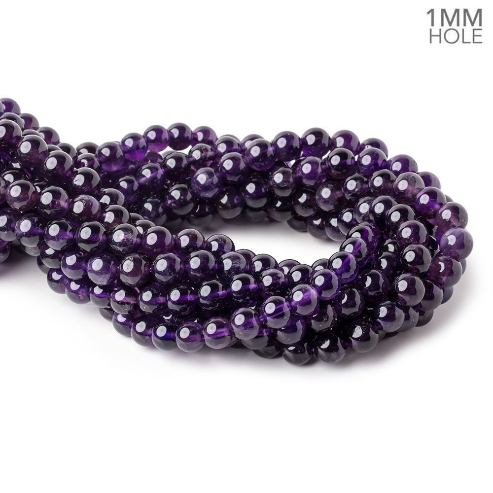 8mm Amethyst plain round beads 14.5 inch 48 pieces 1mm hole A - BeadsofCambay.com