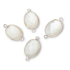 17x13mm Silver .925 Bezel White Moonstone Faceted Oval Connector 4 piece view 1
