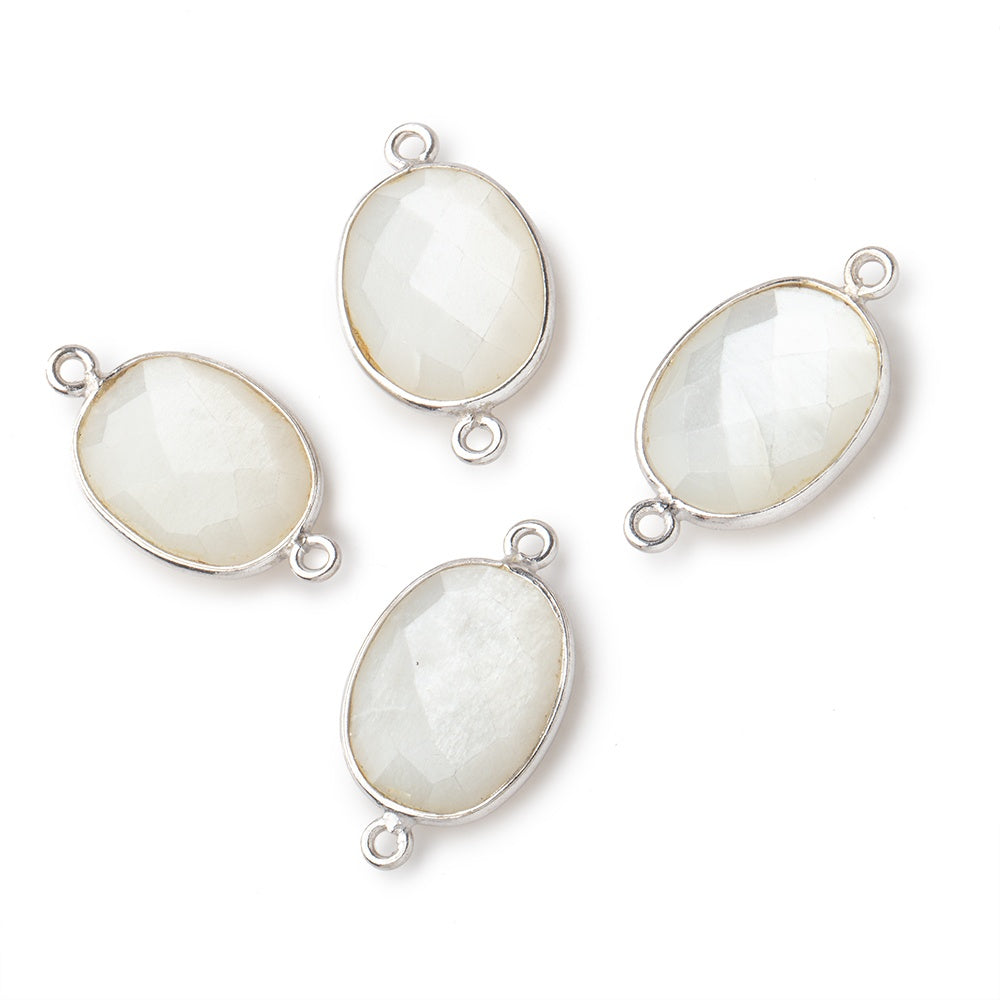 17x13mm Silver .925 Bezel White Moonstone Faceted Oval Connector 4 piece view 1
