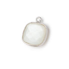 13x13mm Silver .925 Bezeled White Moonstone faceted pillow Pendant 1 piece 