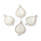 16x14mm Silver .925 Bezel White Moonstone faceted pear Connector 1 piece  view 1