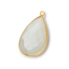 26x17mm Vermeil Bezel White Moonstone faceted pear Pendant 1 piece - BeadsofCambay.com