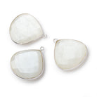 26x26mm Silver .925 White Moonstone faceted heart Pendant 1 piece - BeadsofCambay.com
