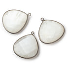 26x26mm Black Gold .925 White Moonstone faceted heart Pendant 1 piece - BeadsofCambay.com