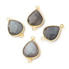 16x14mm Vermeil Bezel Platinum Grey Moonstone faceted pear Connector 1 piece  view 1