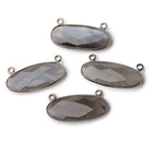 28x11.5mm Black Gold .925 Bezel Dark Platinum Grey Moonstone Oval East West Connector 1 piece View 1