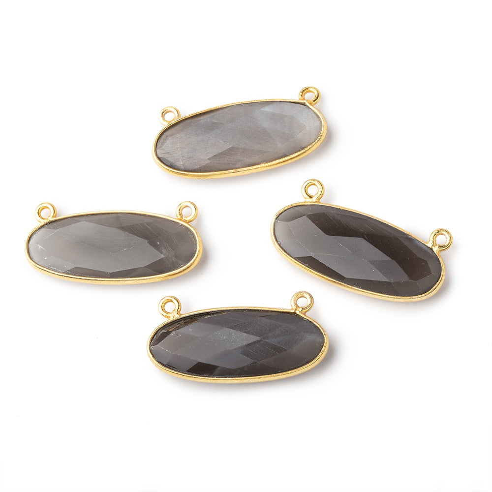 28x11.5mm Vermeil Bezel Platinum Grey Moonstone Oval East West Connector 1 piece View 1