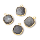 13x13mm Vermeil Bezeled Platinum Grey Moonstone faceted pillow Pendant 1 piece view 1