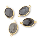 17x13mm Vermeil Bezel Platinum Grey Moonstone Faceted Oval Connector 1 piece  view 1