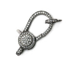 33.5x16mm Black Gold .925 Silver CZ Coin Lobster Clasp with CZ Ring 1 piece - Beadsofcambay.com