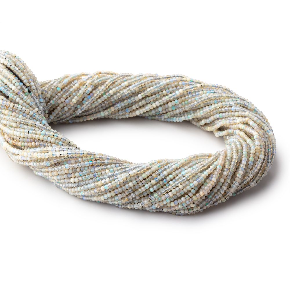 1.8mm Translucent Grey Australian Opal micro faceted rondelle beads 12.5 inch 220 pieces - BeadsofCambay.com