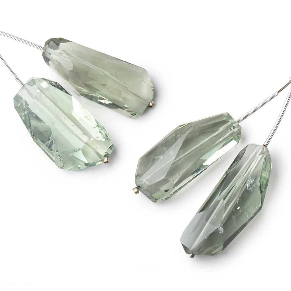 33mm Prasiolite Faceted Nugget Focal Beads Set of 2 pieces - Beadsofcambay.com