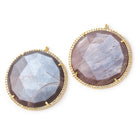 33mm Vermeil CZ Bezel Chocolate Moonstone Coin Pendant 1 Focal Bead - Beadsofcambay.com