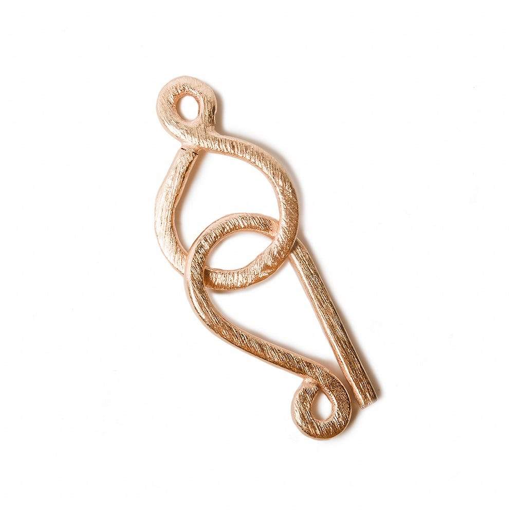 33x13mm Rose Gold plated Silver Hook and Eye Clasp 1 piece Brushed - Beadsofcambay.com