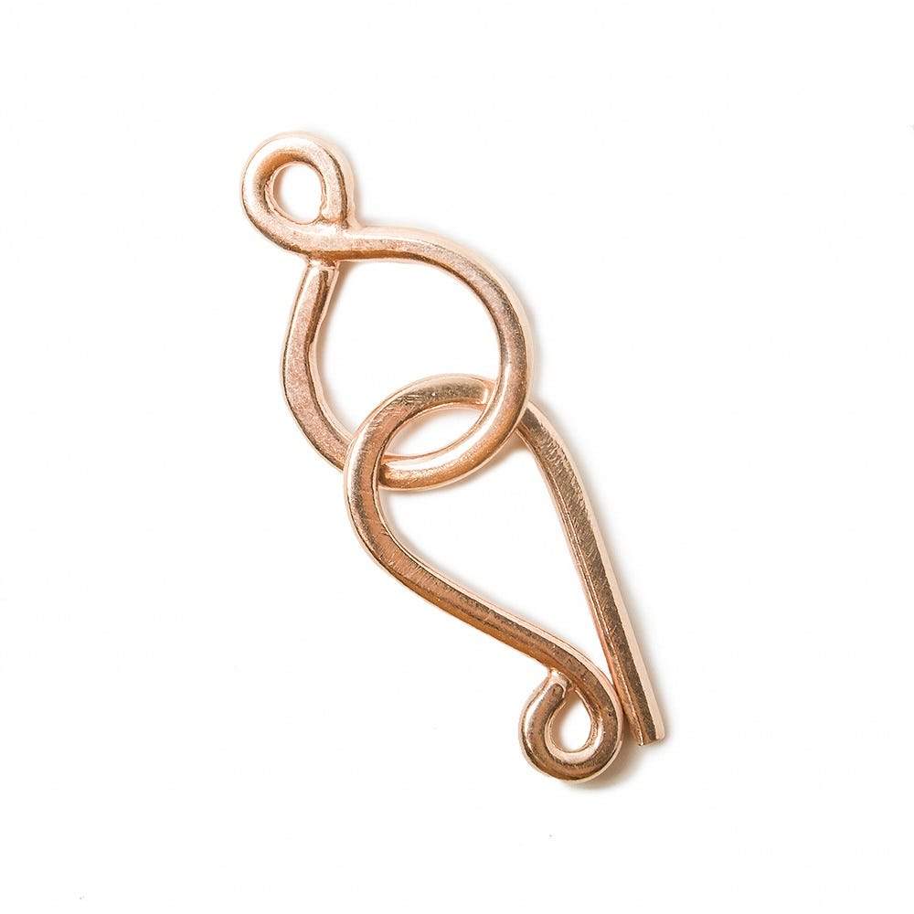 33x13mm Rose Gold plated Silver Hook and Eye Clasp 1 piece Shiny - Beadsofcambay.com