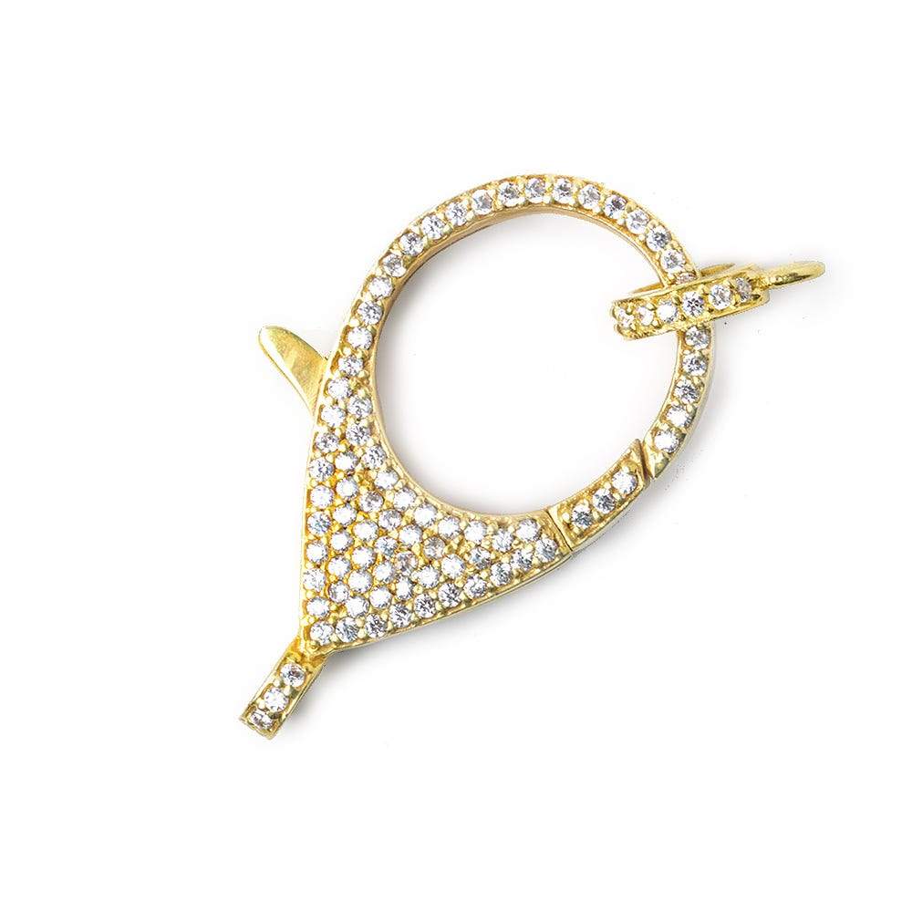 33x17mm Vermeil Pave CZ Lobster Clasp with CZ Ring 1 piece - Beadsofcambay.com