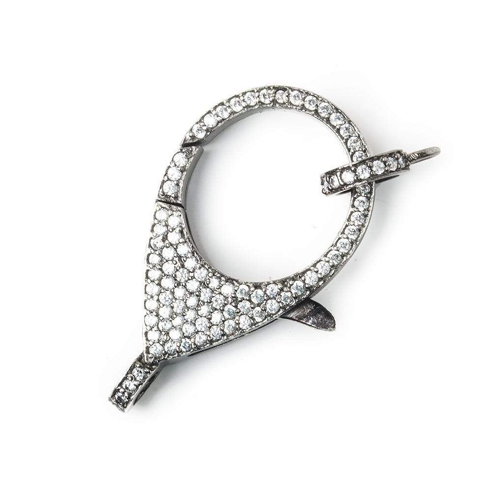 33x18mm Black Gold .925 Silver Pave CZ Lobster Clasp with CZ Ring 1 piece - Beadsofcambay.com