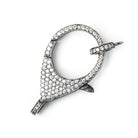 33x18mm Black Gold .925 Silver Pave CZ Lobster Clasp with CZ Ring 1 piece - Beadsofcambay.com