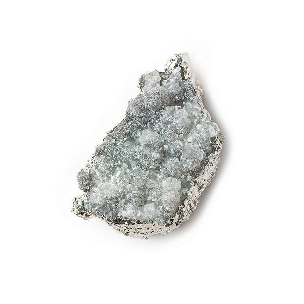 33x20mm Silver Leafed Calcite Mineral Crystal Pendant 1 piece - Beadsofcambay.com