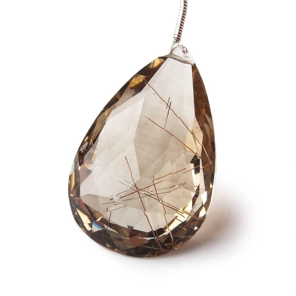 33x22mm Rutilated Smoky Quartz Faceted Pear Focal Bead 1 piece - Beadsofcambay.com