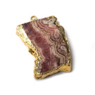 33x23x6mm Gold Leafed Rhodochrosite Slice Focal Bead - Beadsofcambay.com