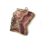 33x23x6mm Gold Leafed Rhodochrosite Slice Focal Bead - Beadsofcambay.com