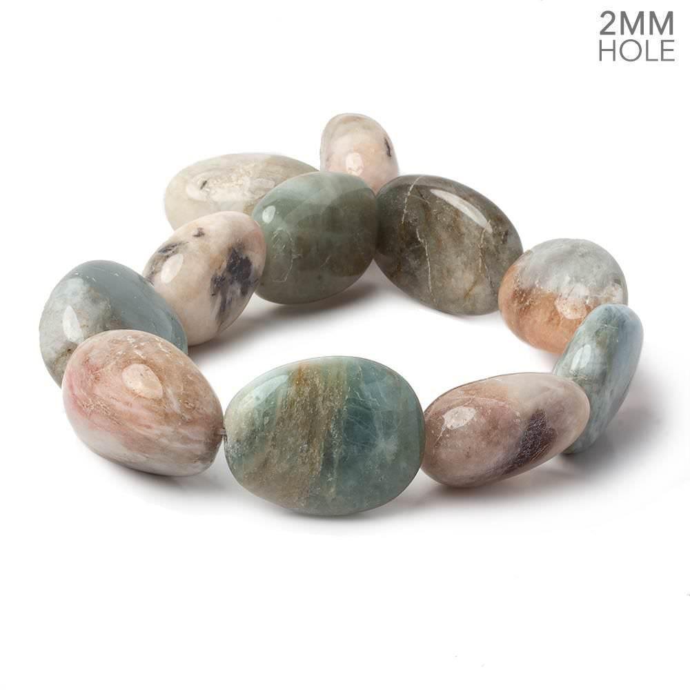 33x25x12-41x26x17mm Multi Beryl straight drilled plain nuggets 16 inch 11 large hole beads - Beadsofcambay.com