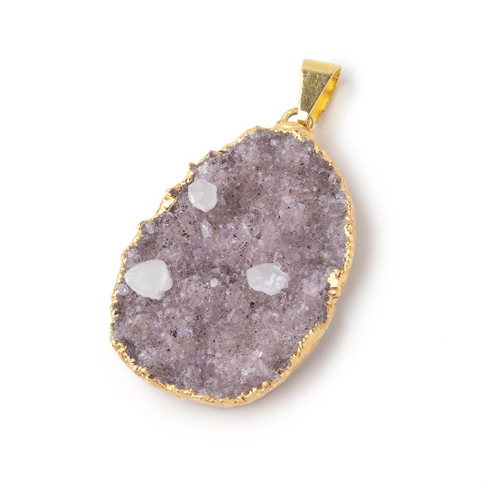 33x26mm Gold Leafed Amethyst Drusy Pendant 1 focal piece - Beadsofcambay.com