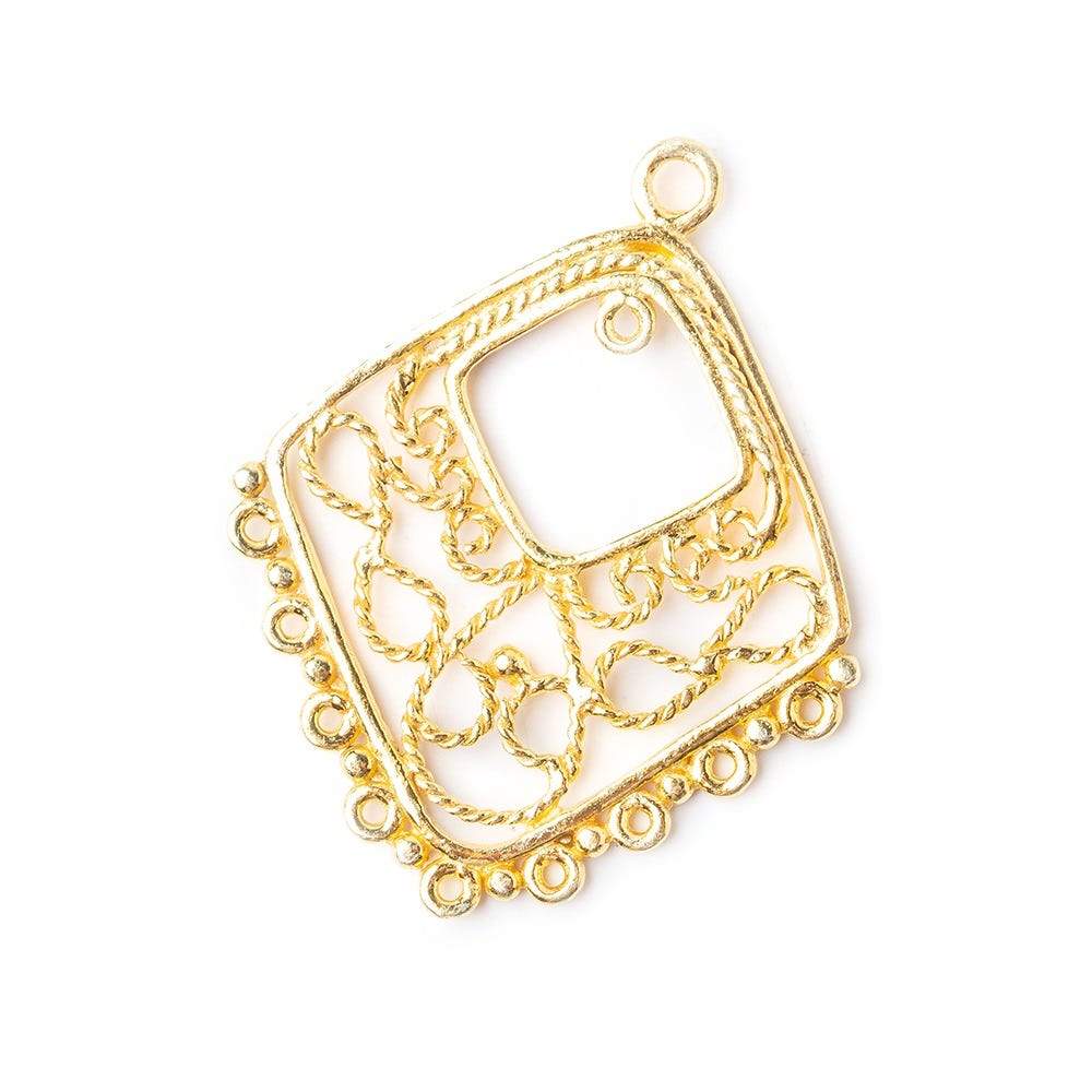 33x27mm Vermeil Chandelier Diamond Scrollwork Design with 10 rings 1 piece - Beadsofcambay.com