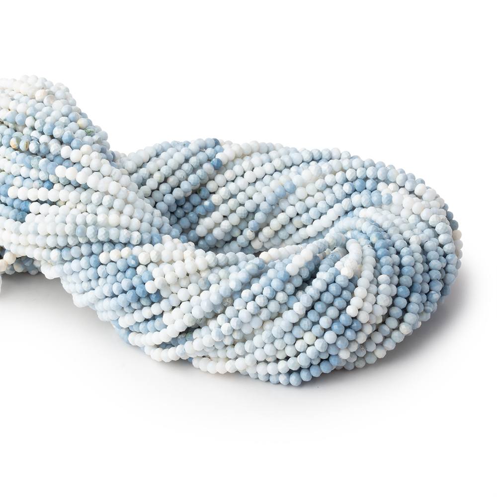 3mm Owyhee Denim Blue Opal Micro Faceted Rondelles 13 inch 132 Beads - BeadsofCambay.com