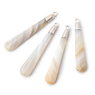 Silver Leafed Champagne Banded Agate pear Pendant 1 focal bead 38x6mm - BeadsofCambay.com