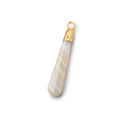 Gold Leafed Champagne Banded Agate pear Pendant 1 focal bead 29x7mm - BeadsofCambay.com