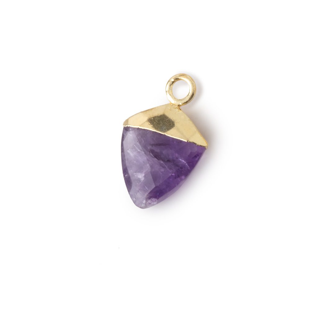 11x9-12x10mm Gold Leafed Amethyst faceted shield Pendant 1 focal - BeadsofCambay.com