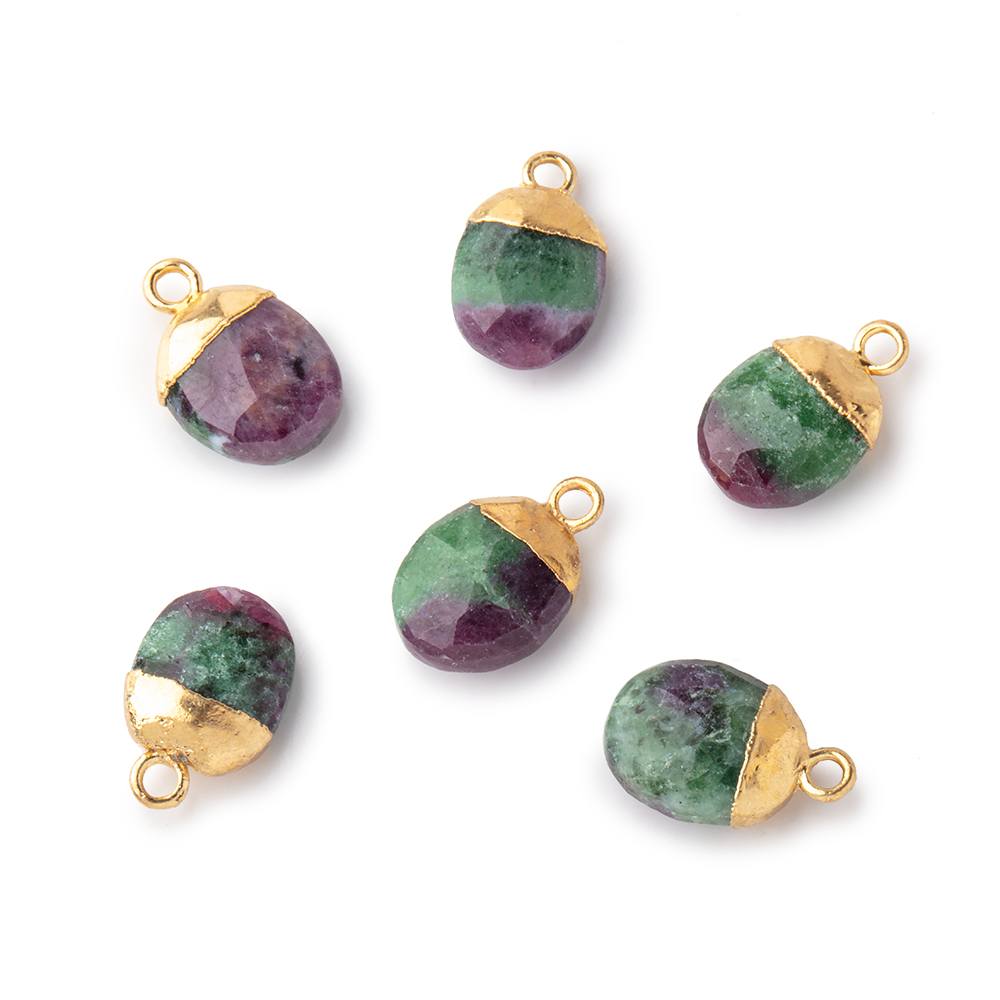 10x8mm Gold Leafed Ruby in Zoisite Oval Pendant 1 piece - BeadsofCambay.com