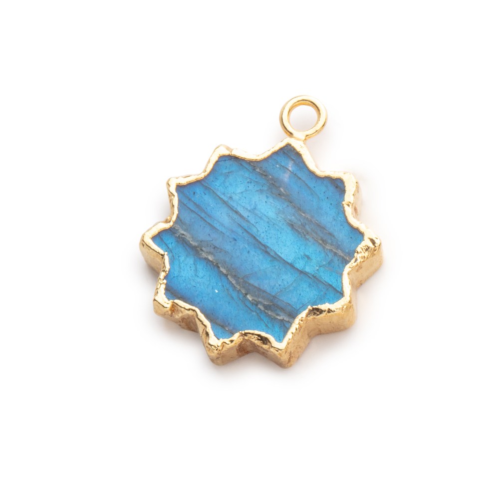 17mm Gold Leafed Labradorite Star Burst Focal Pendant 1 piece - BeadsofCambay.com