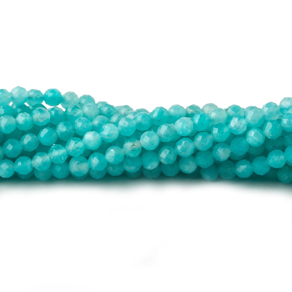 3mm Amazonite micro faceted round beads 16 inch 150 pieces - BeadsofCambay.com