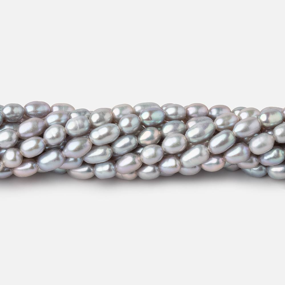 5x3mm Silver straight drilled Oval freshwater pearls 15 inch 75 pieces A - BeadsofCambay.com