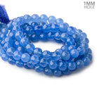 BeadsofCambay 8-10mm Santorini Blue Chalcedony faceted rounds 16 inch 47 large hole beads