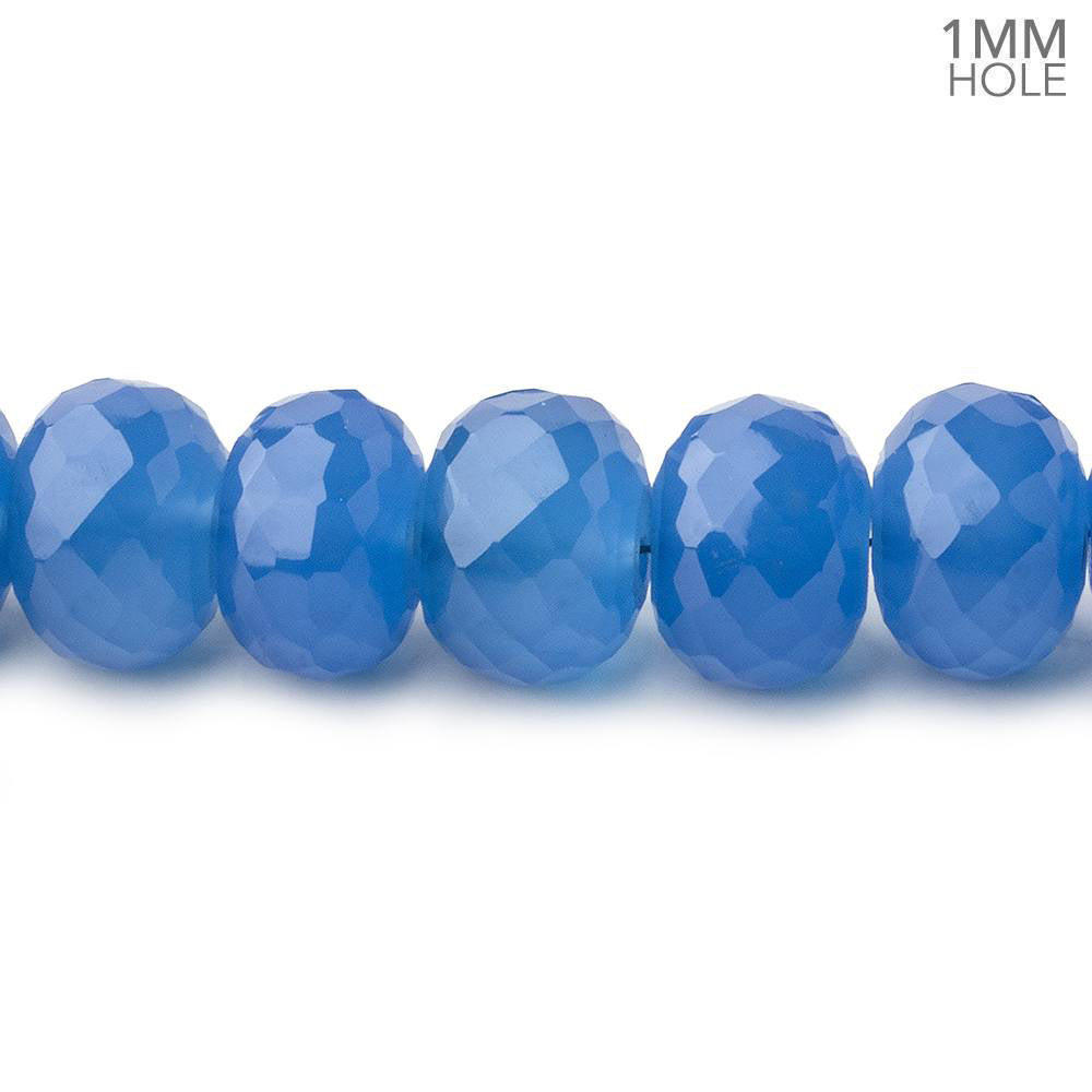 8-10mm Santorini Blue Chalcedony faceted rondelles 16 inch 60 large hole beads View 2