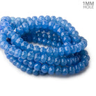 BeadsofCambay 8-10mm Santorini Blue Chalcedony faceted rondelles 16 inch 60 large hole beads