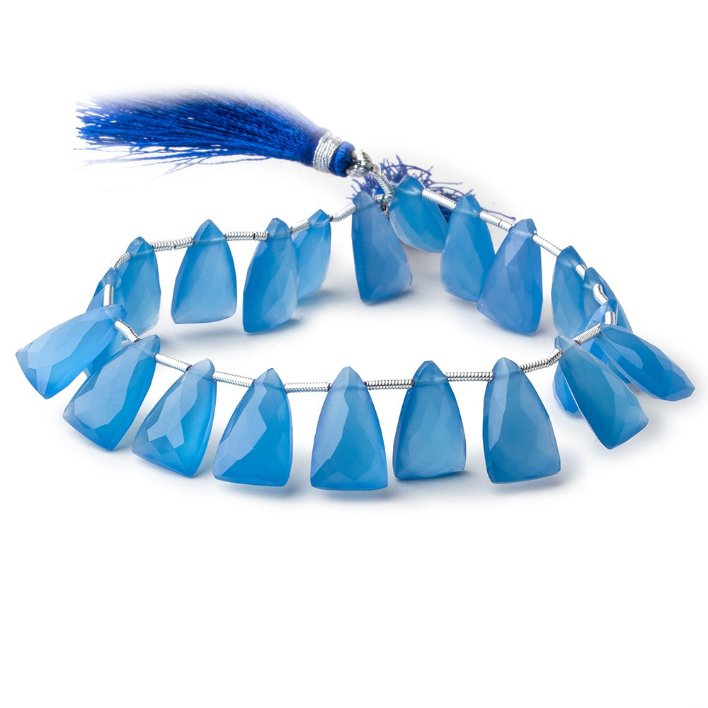 15x9mm Santorini Blue Chalcedony top drilled faceted points 8 inch 22 beads view 1