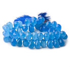12x8mm Santorini Blue Chalcedony Faceted Tear Drops 8 inch 58 Beads - BeadsofCambay.com