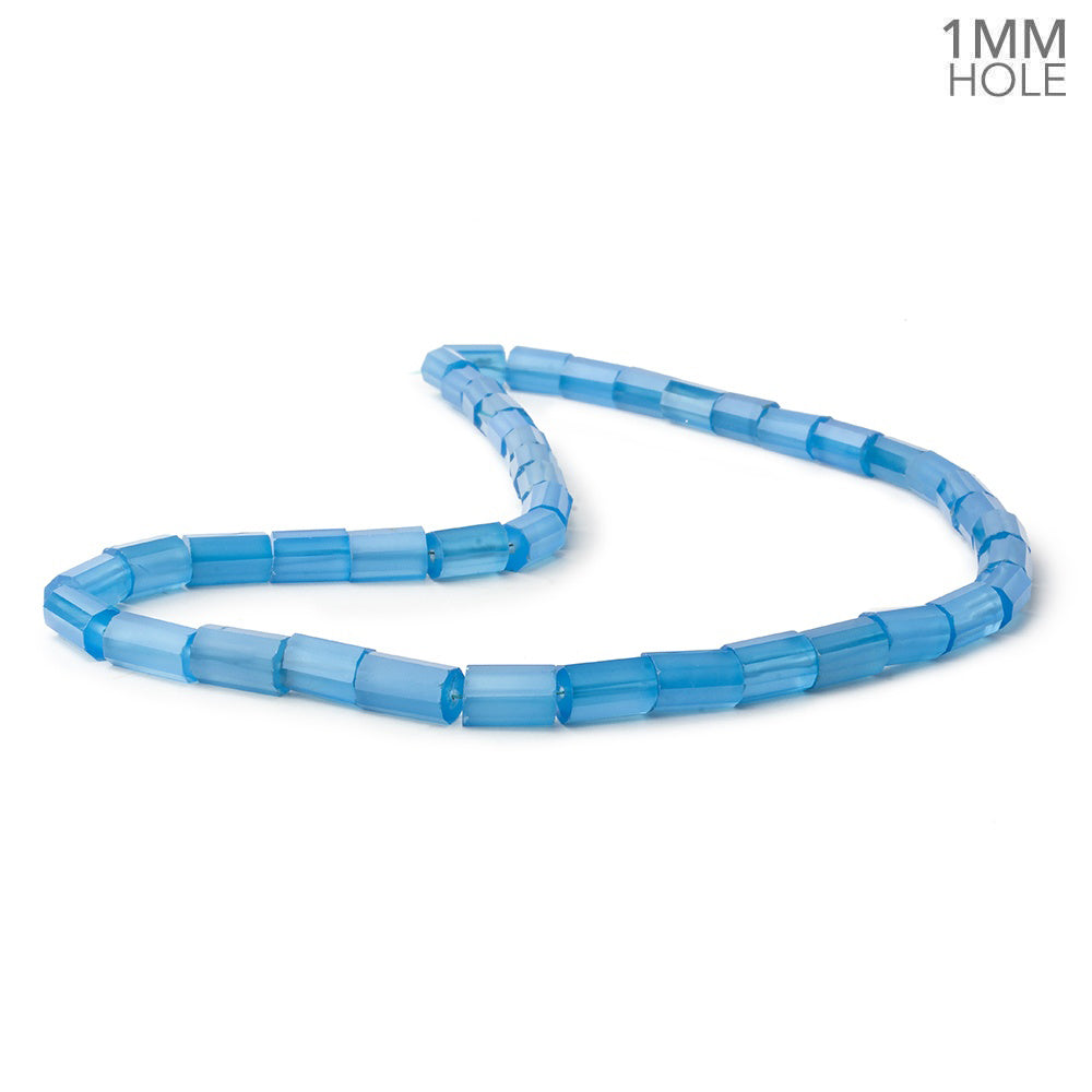 6x8-7x12mm Santorini Blue Chalcedony faceted tubes 16 inch 40 large hole beads  View 1