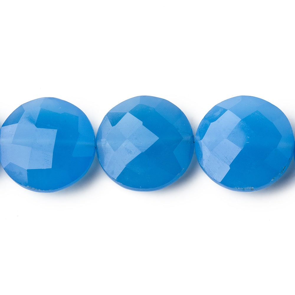 Beadsofcambay 14mm Santorini Blue Chalcedony faceted coins 8 inch 13 beads view 1