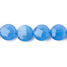 10mm Santorini Blue Chalcedony Faceted Coin Beads 8 inch 20 Pieces - BeadsofCambay.com