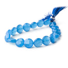 10mm Santorini Blue Chalcedony Faceted Coin Beads 8 inch 20 Pieces - BeadsofCambay.com