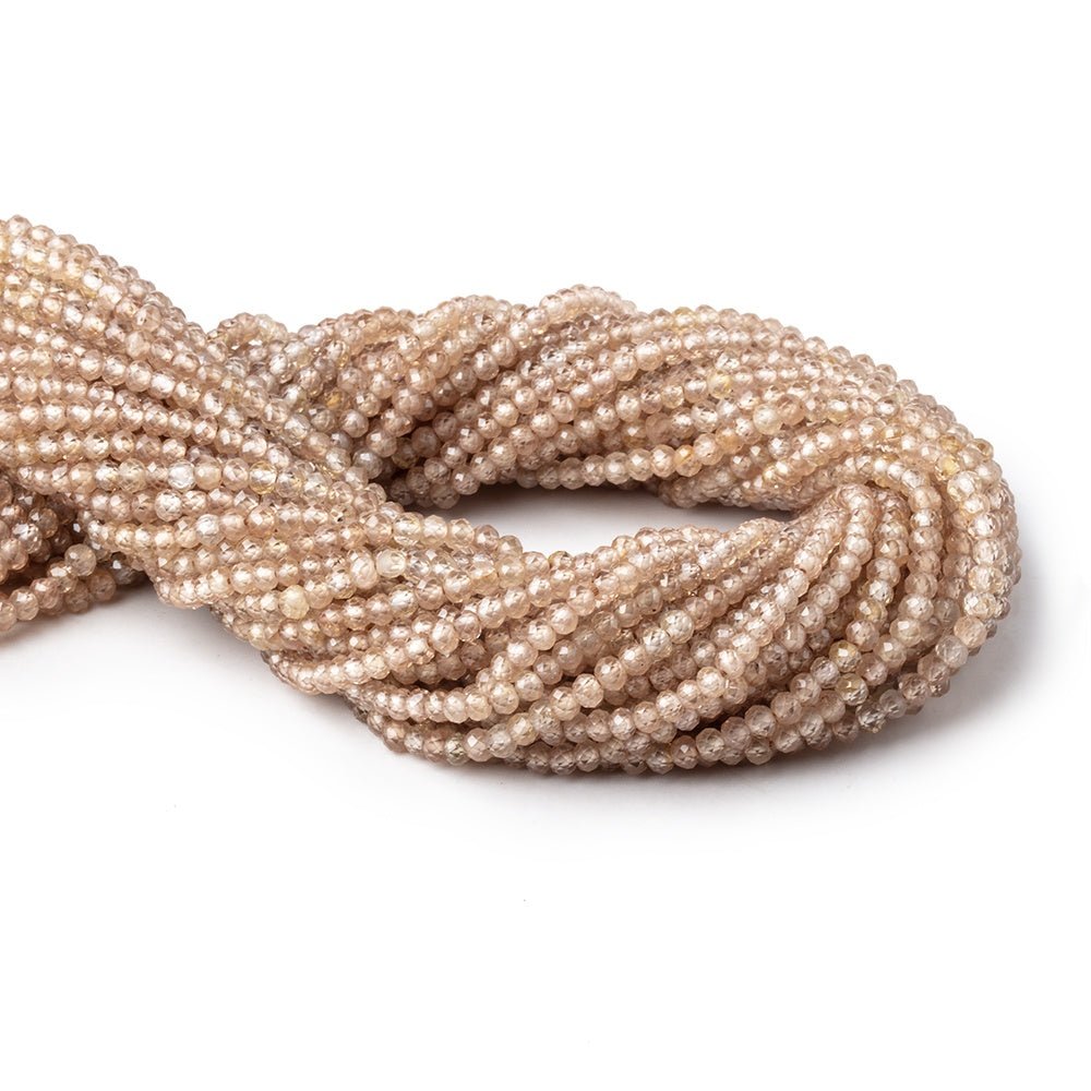 3.4mm Warm Champagne Zircon Micro Faceted Rondelles 12.5 inch 120 Beads AA - Beadsofcambay.com